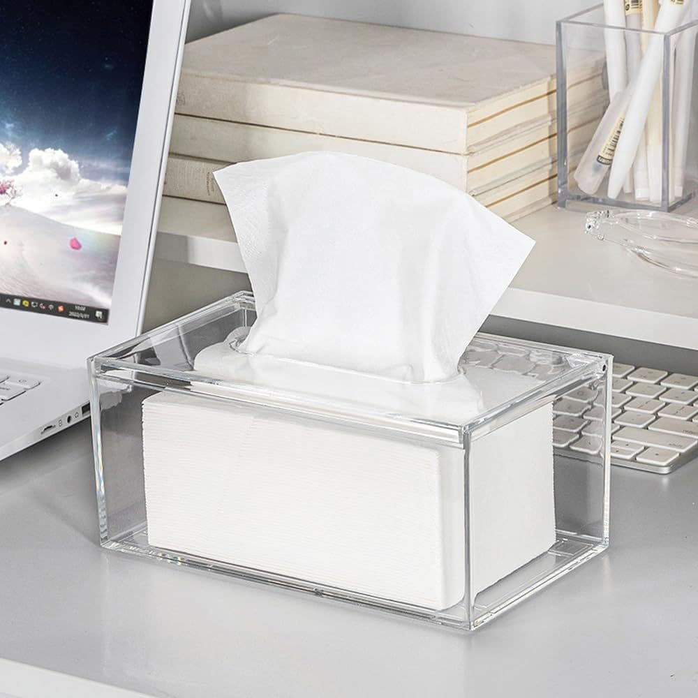 Minimalist Transparent Acrylic Tissue Box, Creative Face Towel Holder for Living Room, Napkin Box, Roll Paper Storage Box