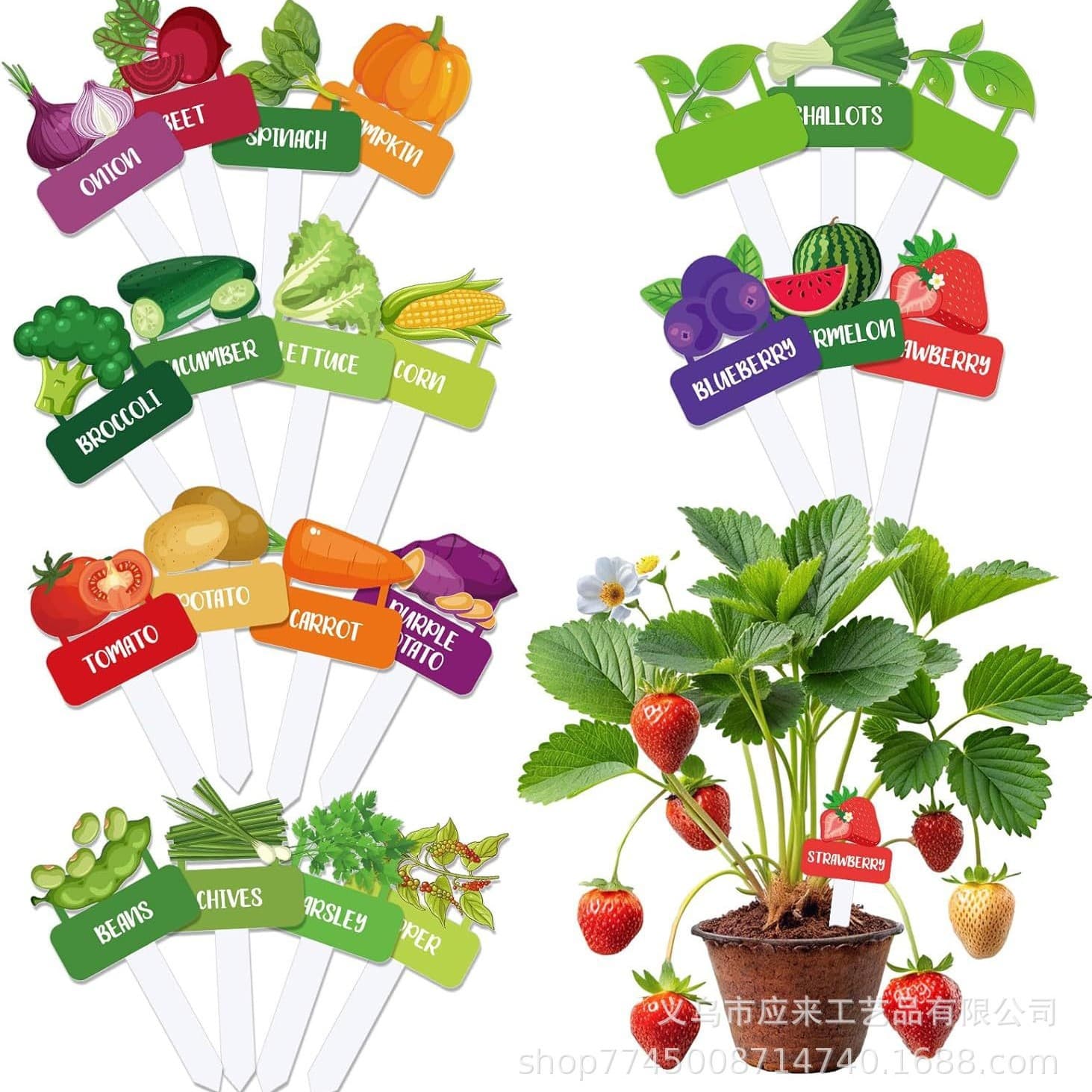 New acrylic vegetable plant label sign cross-border cartoon garden label waterproof potted plant stake label