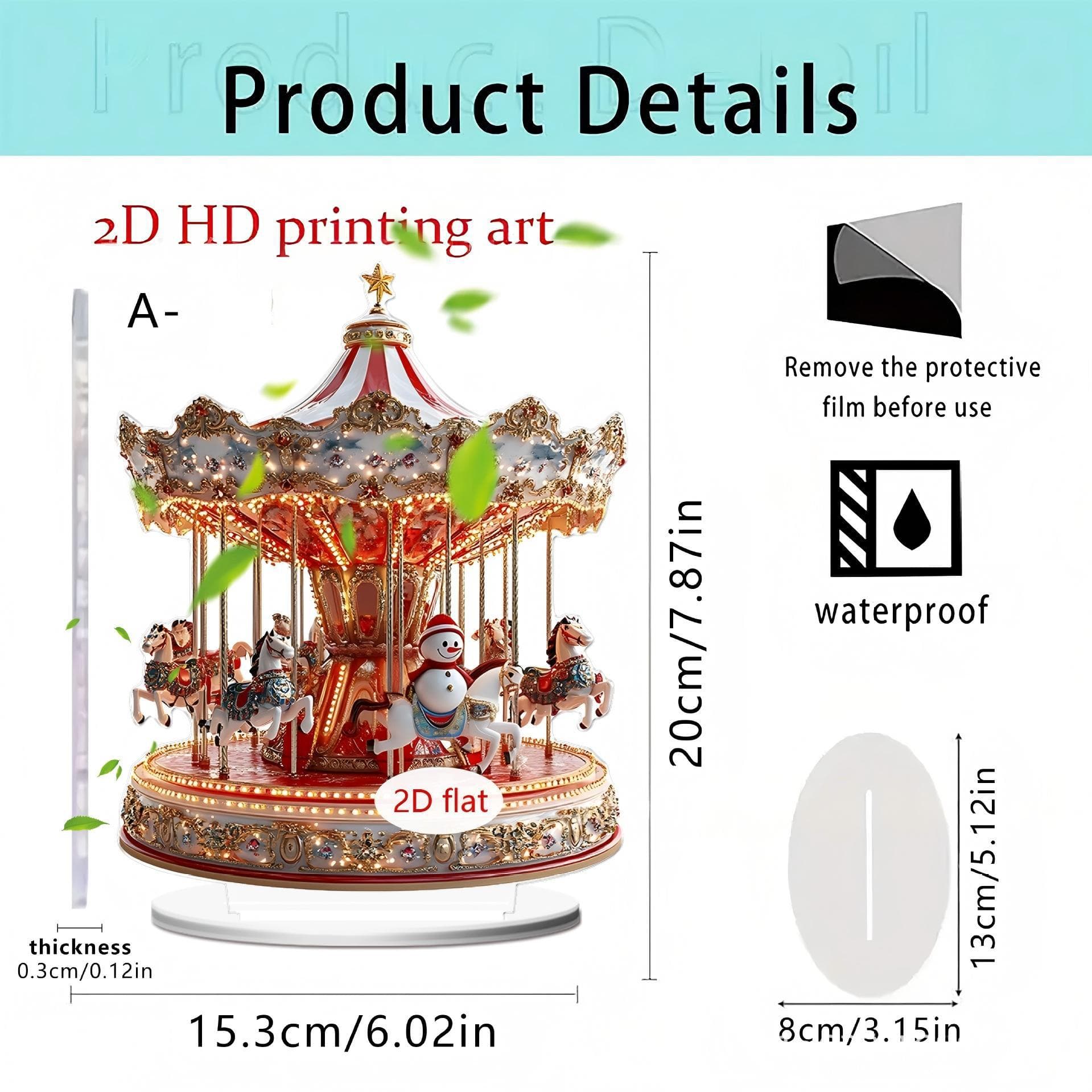 Cross-border Christmas pink Santa Claus rides on horseback to deliver gifts flat acrylic study room desktop ornaments