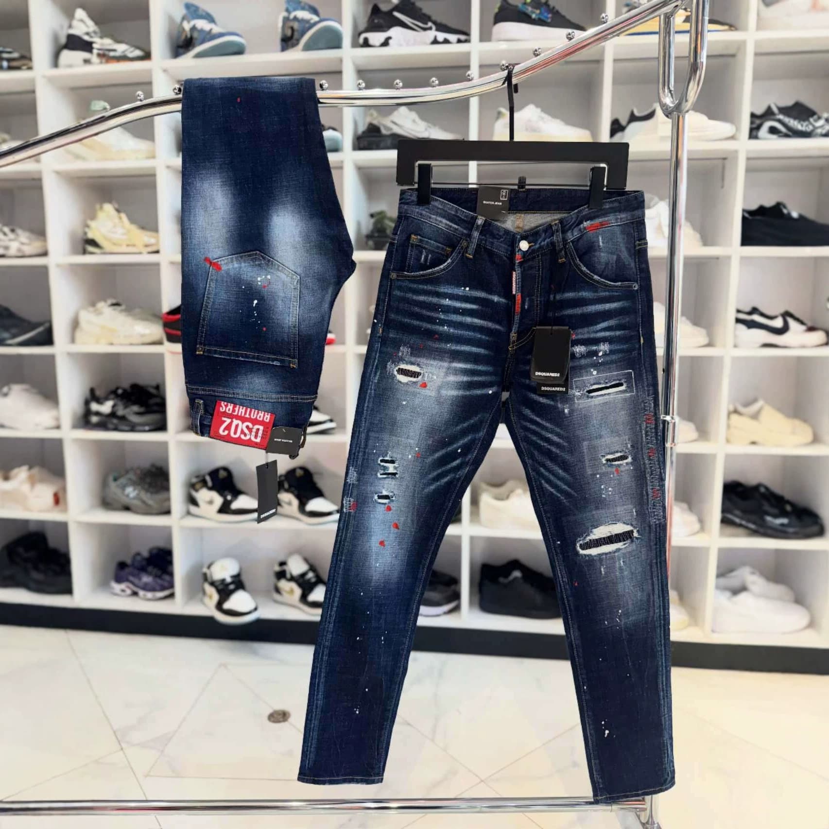 Men's European and American Slim Fit Jeans Elastic Hem Pants