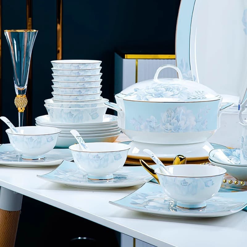 Single Item Free Combination Bowl and Plate Set 2026 New Home European Simple Style Bowls, Plates, Chopsticks Jingdezhen Ceramic Plates