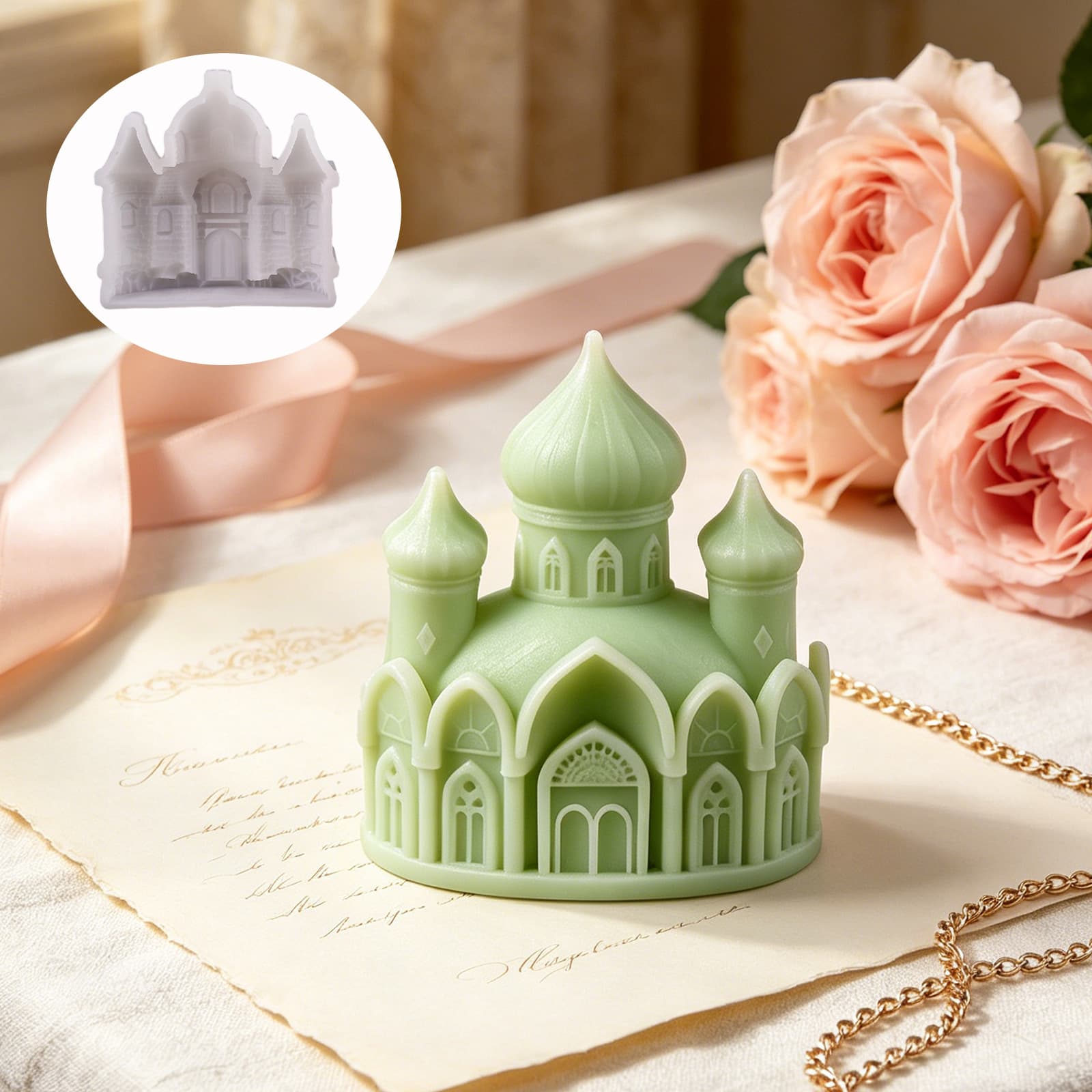 Sanxin Castle Aromatherapy Candle Mold Castle Building New Creative Silicone Mold Source Factory