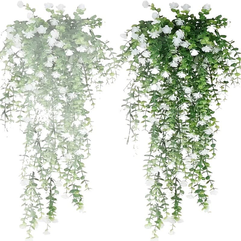 In Stock Eucalyptus Camellia Rattan Ivy Mixed Color Artificial Green Plant Money Leaf Wall Hanging Small Lotus Decoration
