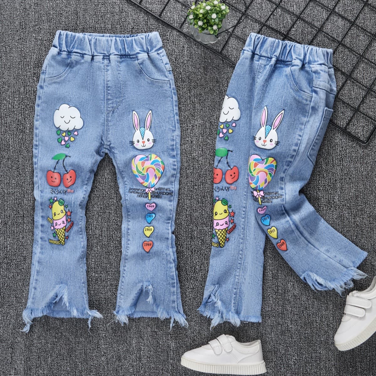 Wholesale Girls Jeans Factory Supplier Toddler Stretch Denim Long Pants Fashionable Children Pants Support Drop Shipping