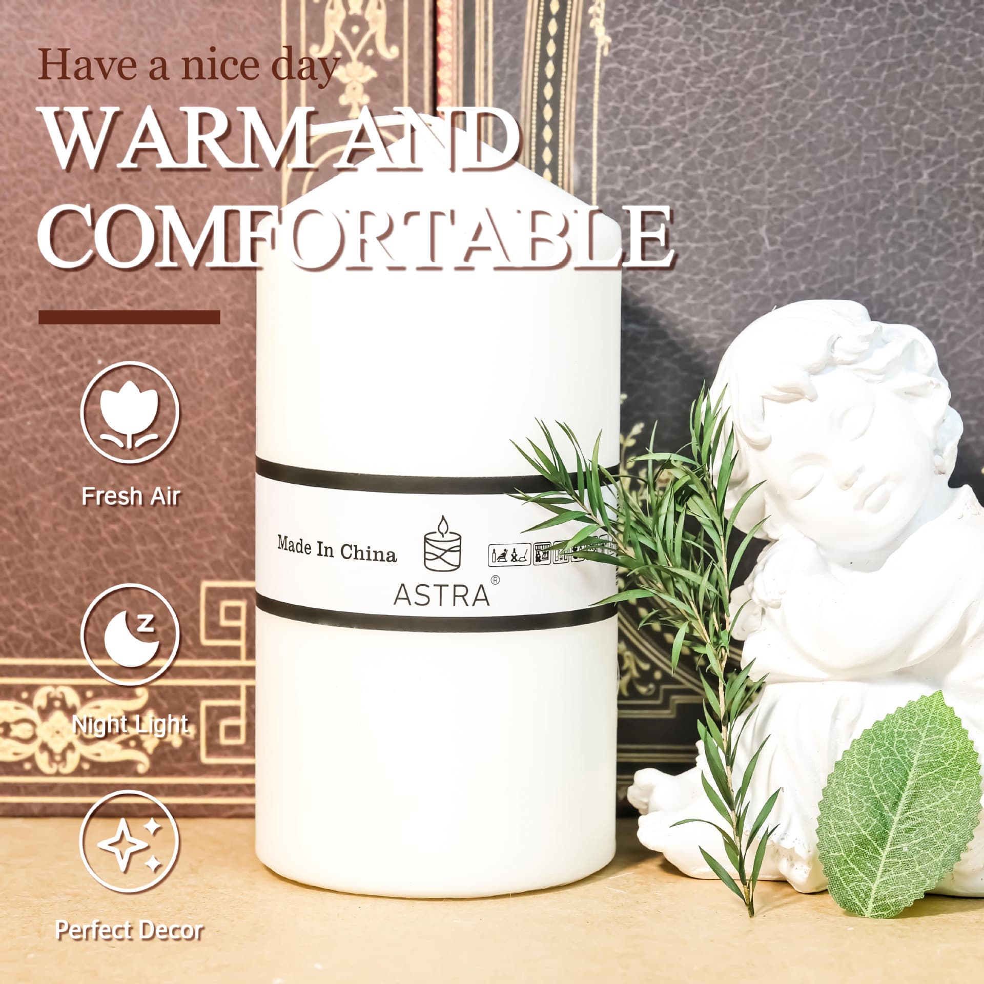 Large Cylinder Candle 7.3cm Diameter for Home Lighting, Valentine's Day, Romantic, Wedding, Church Blessing Pillar Candle