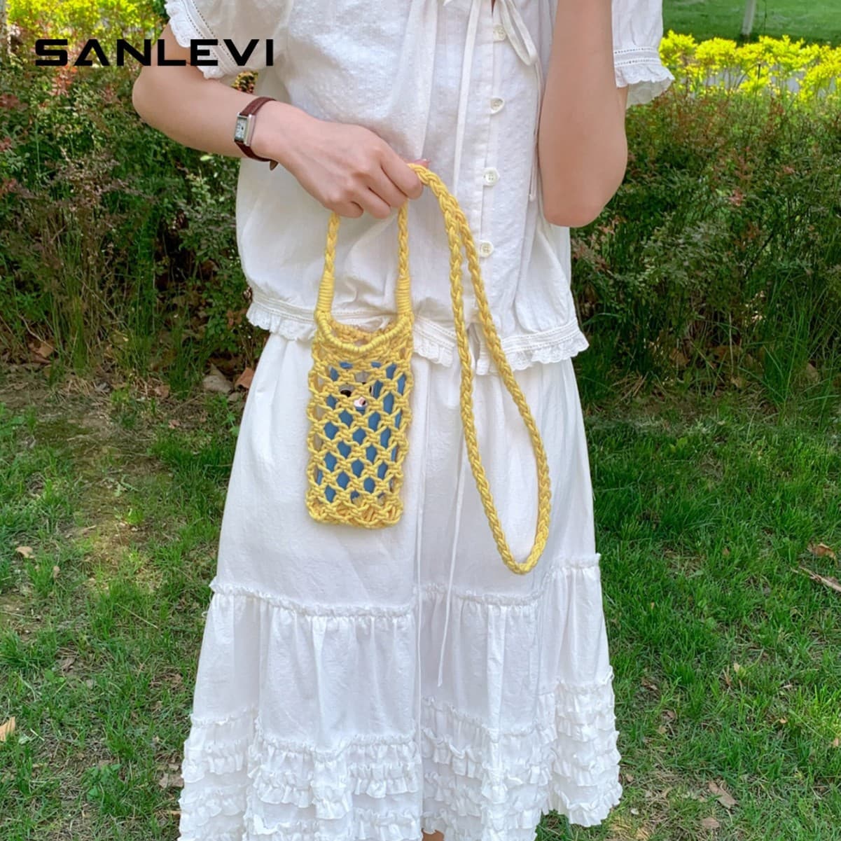 Cross-Border Knitted Mobile Phone Bag, Single Shoulder Crossbody Handbag, Multi-Purpose Mini Bag, Casual Handbag with Textured Feel, Woolen Travel Bag