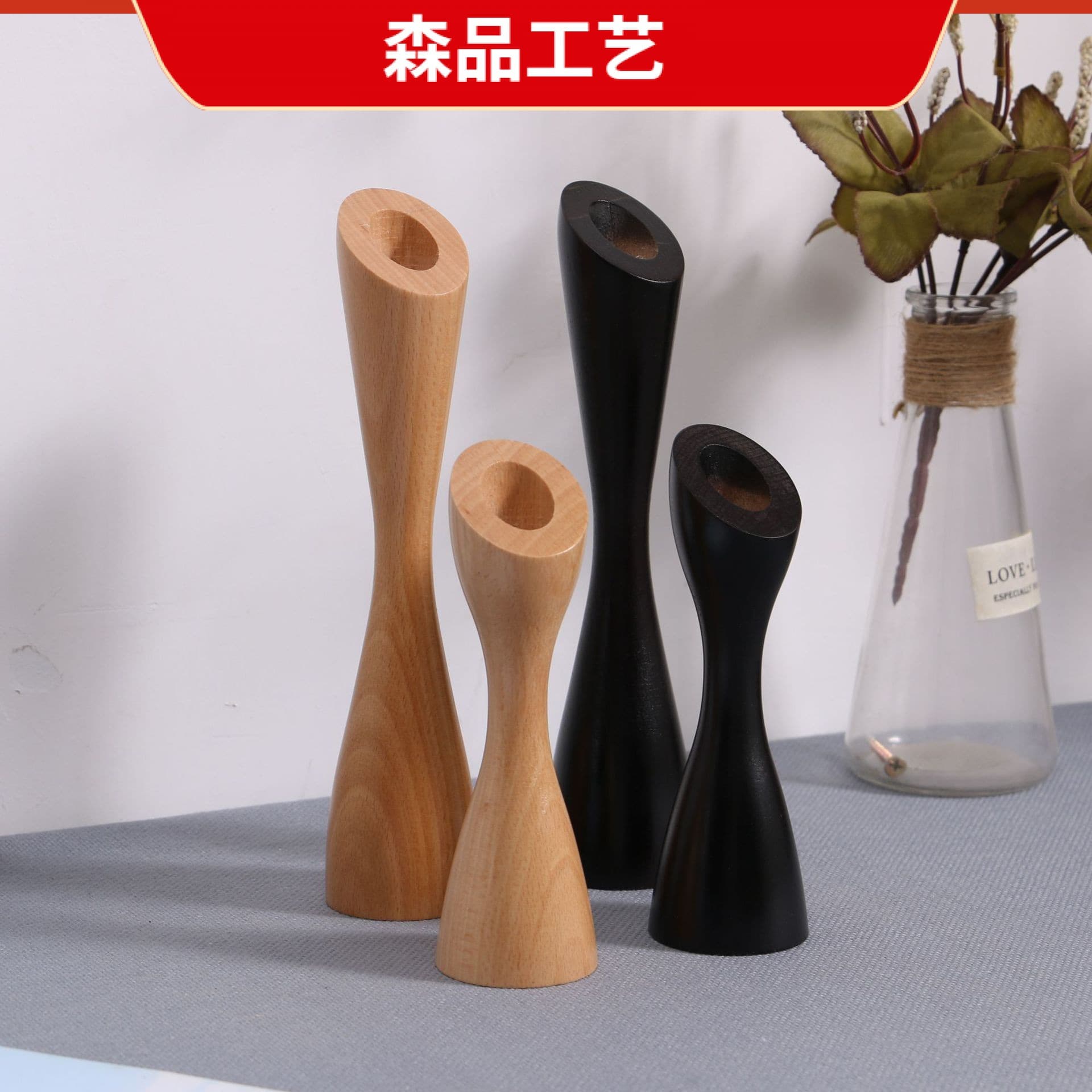 Wooden Candlestick Nordic Style Scene Decorative Candlestick Solid Wood Candlestick Photography Scene Decorative Candlestick