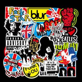 100 Rock ROCK Band Stickers Amazon Cartoon Graffiti Stickers Hand Account Trolley Case Motorcycle