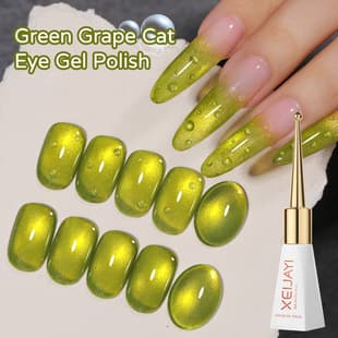 Green Grape Cat Eye Gel Scepter Bottle New Hot Push Nail Art Versatile Glass Bead Crystal Cat Eye Nail Polish for Nail Salons