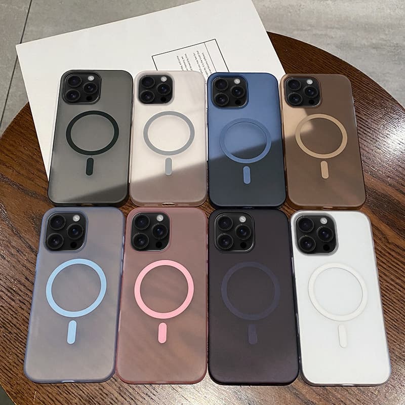Solid Color Hard Shell Magnetic Phone Case for Apple iPhone 15 Pro Max 16, Matte Texture, Large Hole Acrylic for iPhone 13