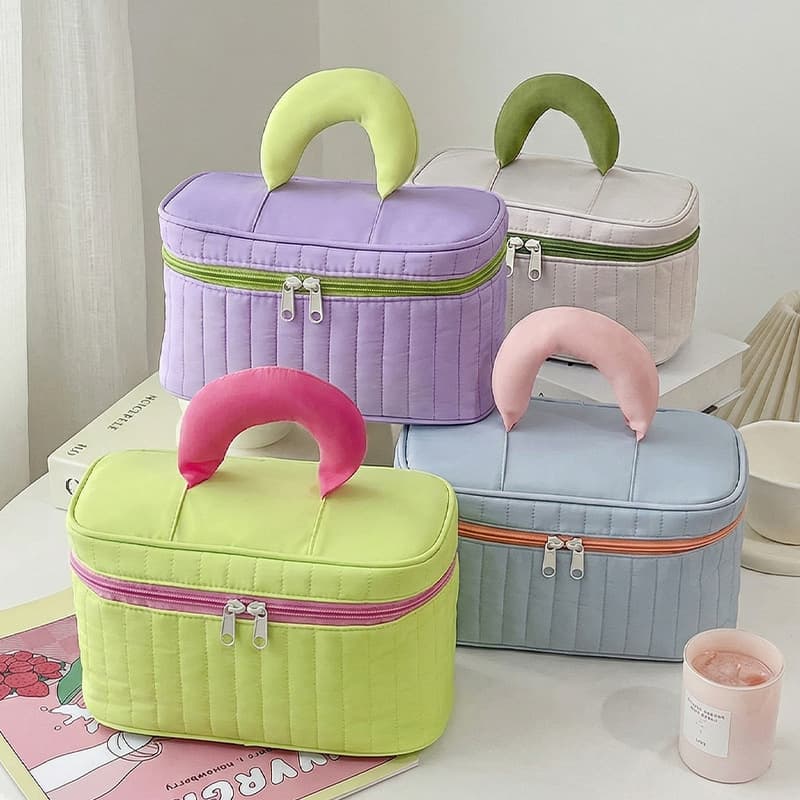 Cross-border Korean style fresh style contrasting color vertical pattern cosmetic bag souvenir ins style travel storage bag portable toiletry bag