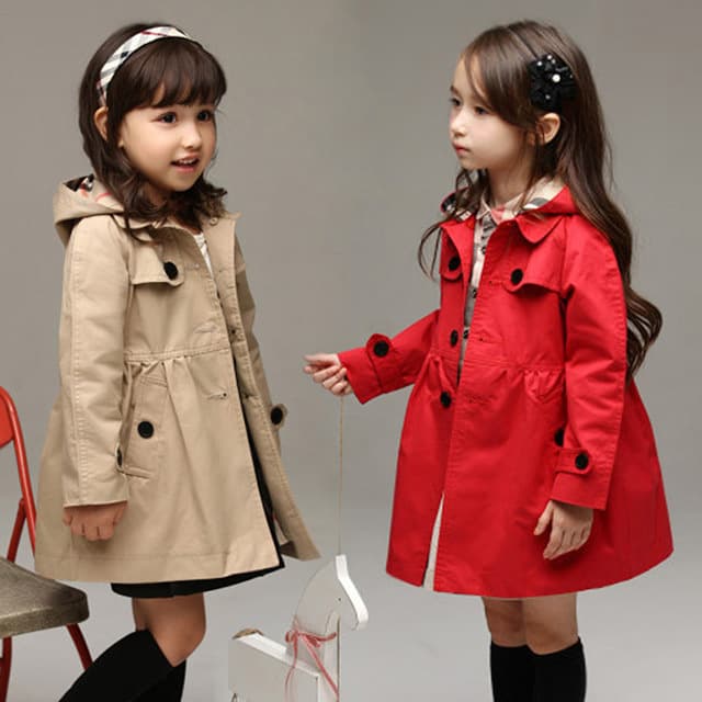 Girls' Jacket 2023 Fall New Style Middle/Big Kids Trench Coat British Style Mid-Length Cardigan Long Sleeve Outerwear Fashion