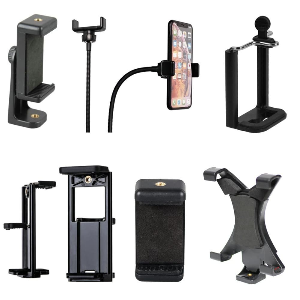Adjustable phone clip/tablet clip, rotating phone clip, hot shoe clip, 1/4 screw thread, universal for video streaming.