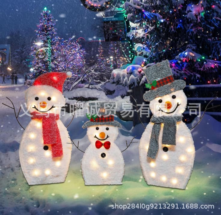 2023 New Cross-Border Christmas Santa Claus Penguin Garden Decoration Flat Acrylic LED Light for Yard
