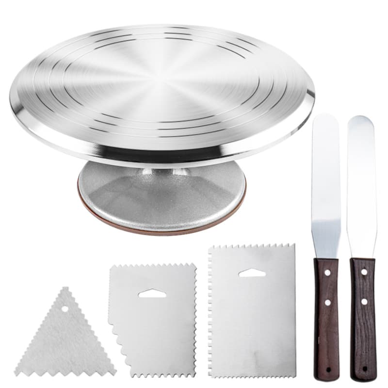 Cake decorating table aluminum alloy turntable scraper scraper with base rotating baking operating table decorating tools wholesale