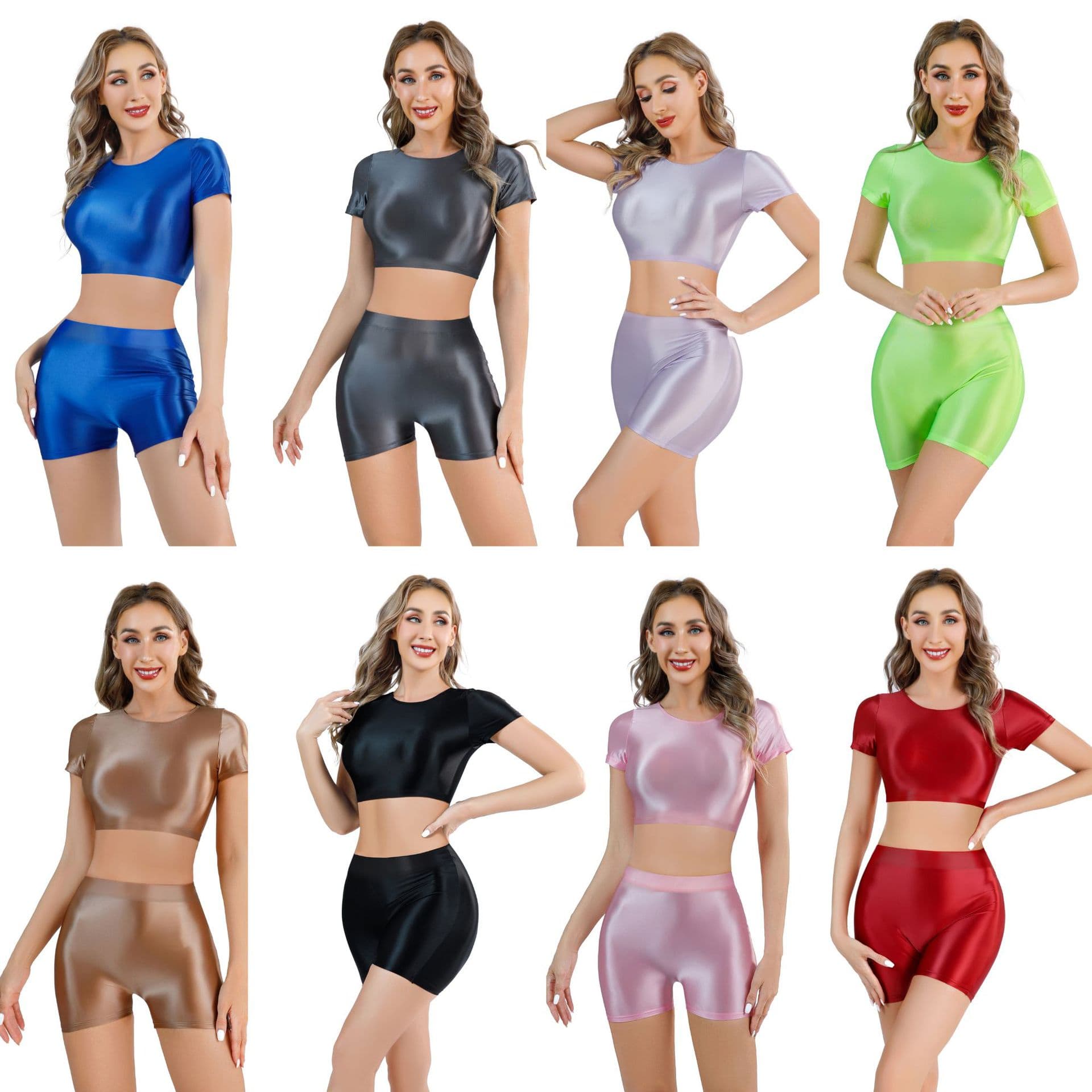 Shiny, Smooth, Slim-Fit, Sexy, Transparent, Breathable, Comfortable Sports & Yoga Wear for Plus Size, European and American Style
