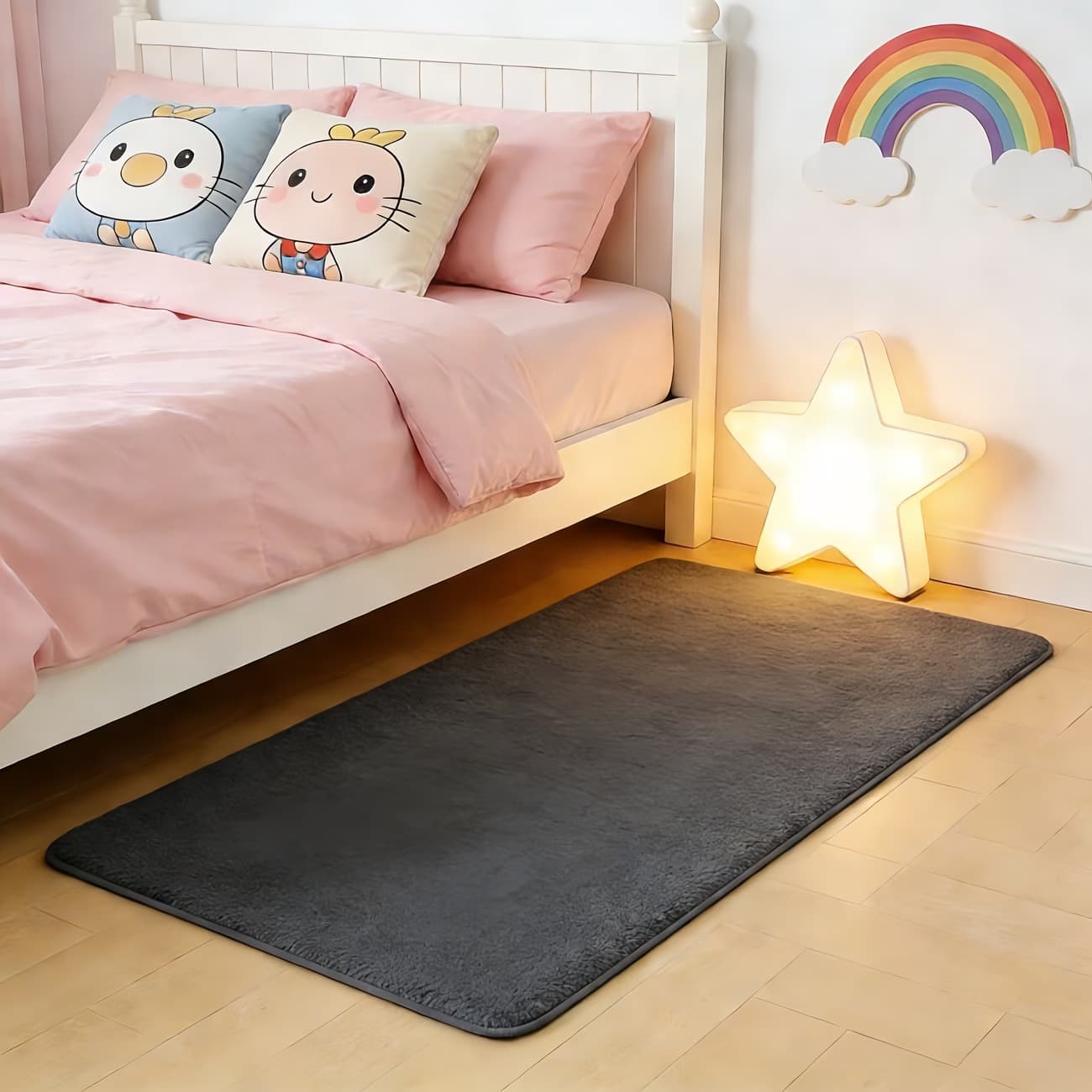Cross-border wholesale coral fleece floor mat, simple solid color absorbent mat, dirt-resistant and easy-to-clean bathroom entrance mat