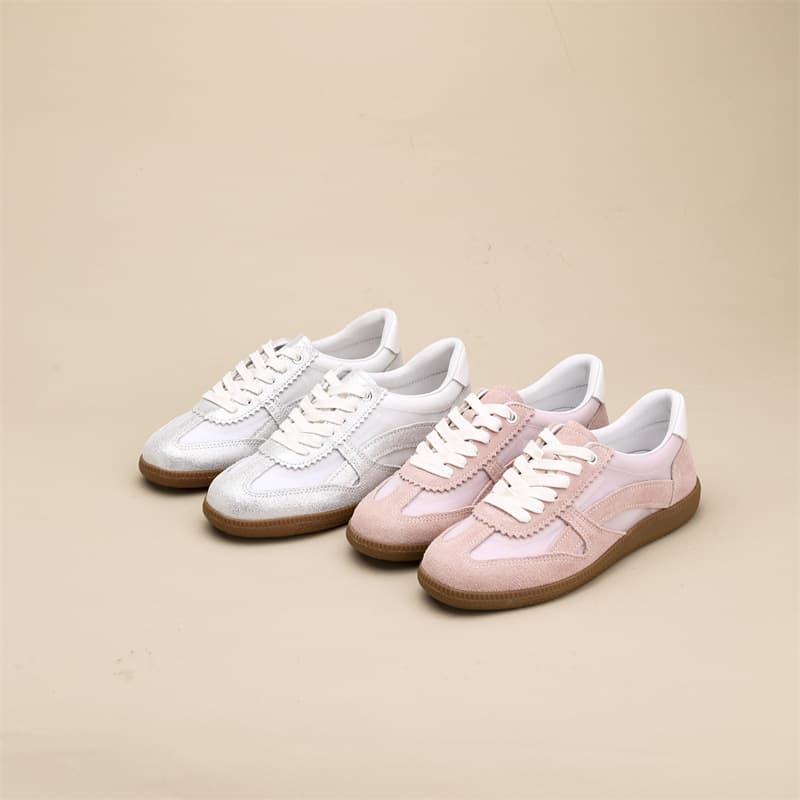 Women's 2026 New Style German Training Shoes, Flat Sneakers, White Casual Sports Shoes, Color-Blocking Mesh Breathable Running Shoes