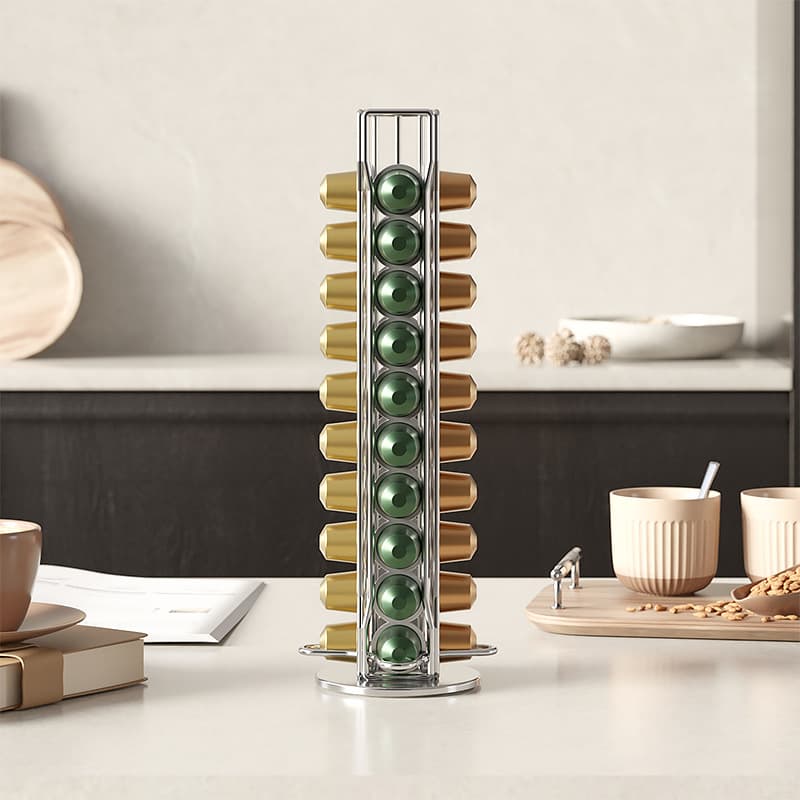 Aishijia Nespresso Coffee Capsule Holder Electroplated Nespresso Capsule Rack Iron Rotating Display Stand