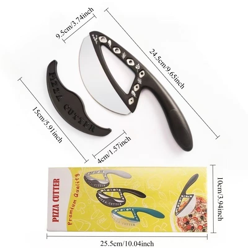 New Stainless Steel Pizza Cutter Protective Cover Semi-Circular Herb Cutter Multi-functional Slicing Knife Kitchen Baking Tool