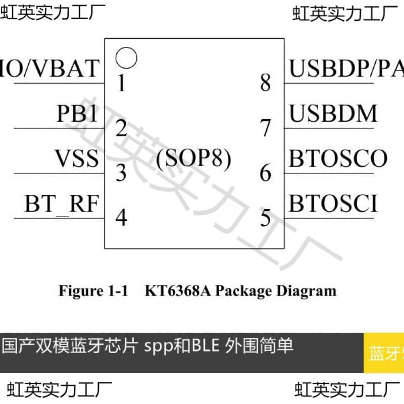 Bluetooth Audio Chip KT6368A IC Module Serial Port 5.1 Dual-Mode BLE SPP JieLi SOP8 AT Leide Zhu