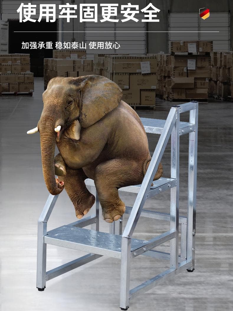 Industrial Step Ladder Stool, Warehouse Mobile Ladder, Shelf Ascending Ladder, Two-Three Step Iron Staircase for Household Use