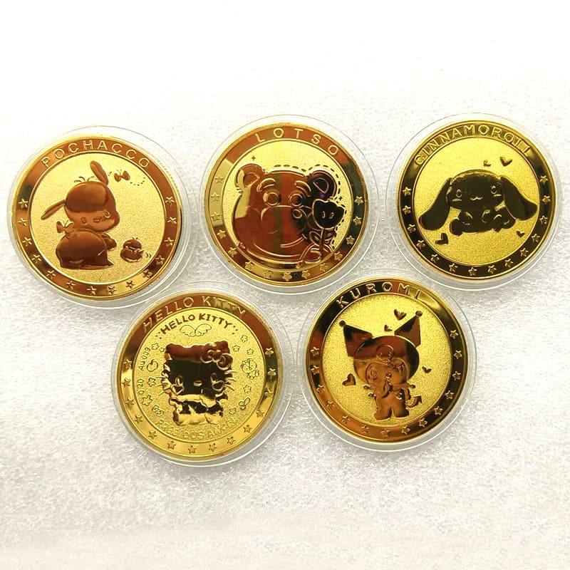 Birthday Cake Coin Kuromi Strawberry Bear Hello Kitty Pochacco Cinnamoroll Commemorative Coin Metal Craft Gift