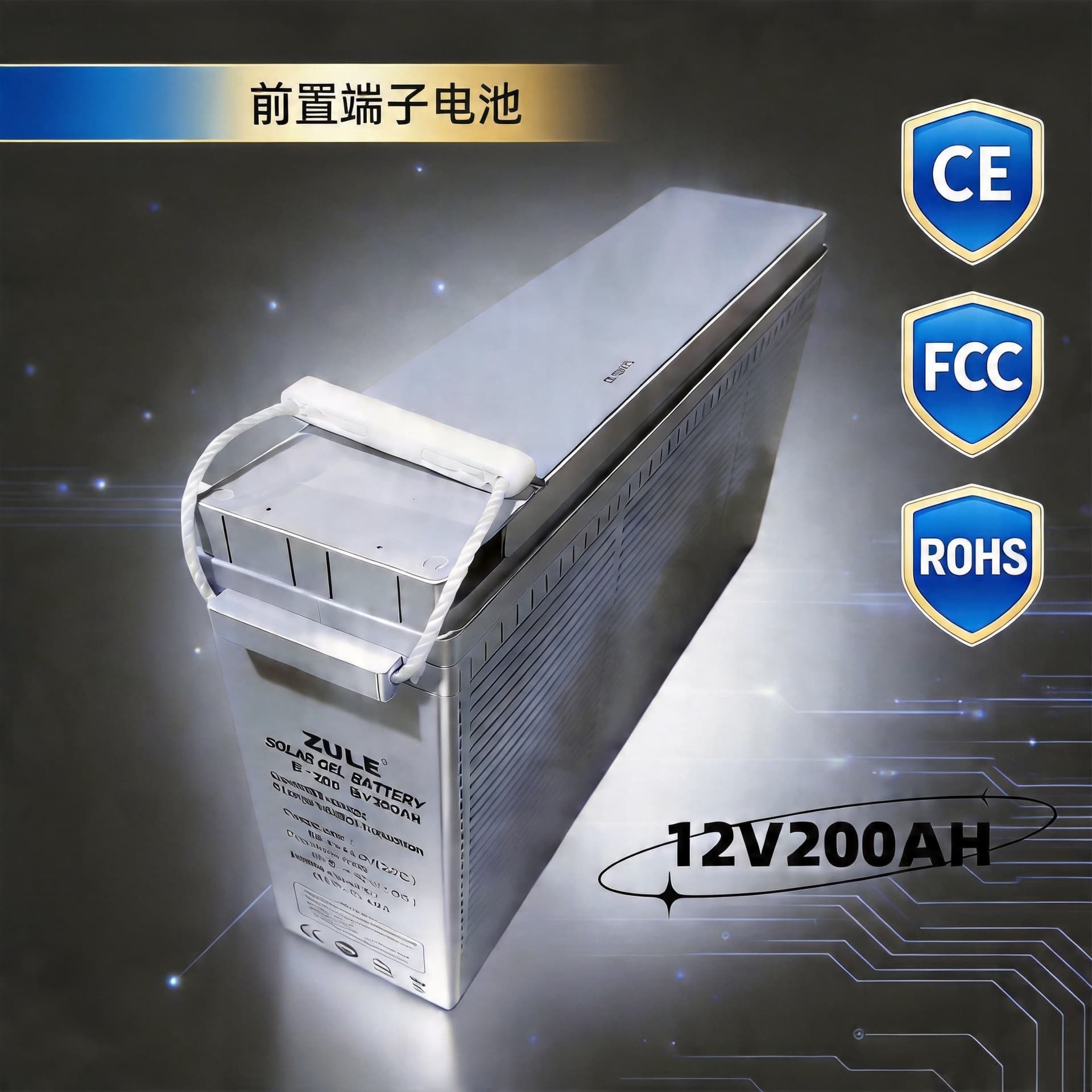 ZULE 12V200AH Gel Battery European Front Terminal Battery