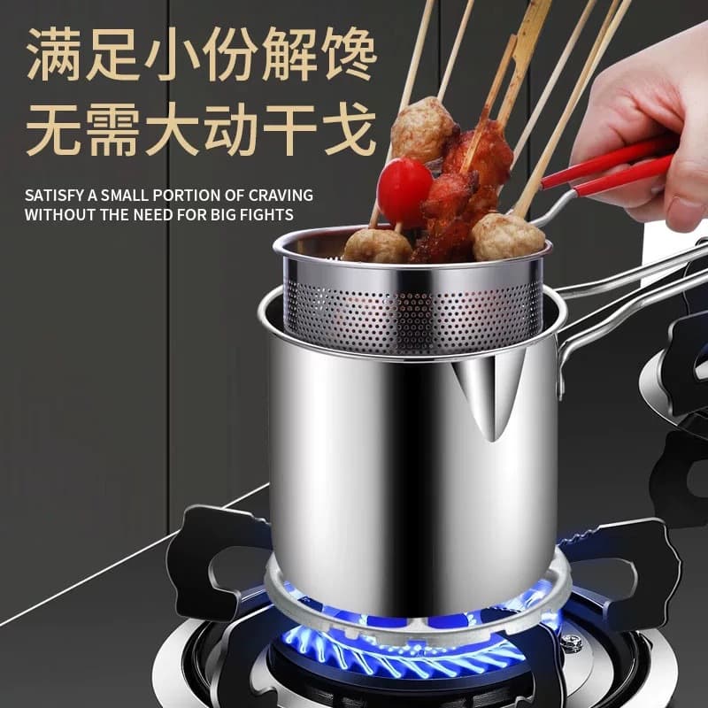 Cross-Border Thickened Stainless Steel Frying Pan, Kitchen Milk Pot, Skewer Pot, Mini Oil Pan, Multifunctional, Available for Dropshipping