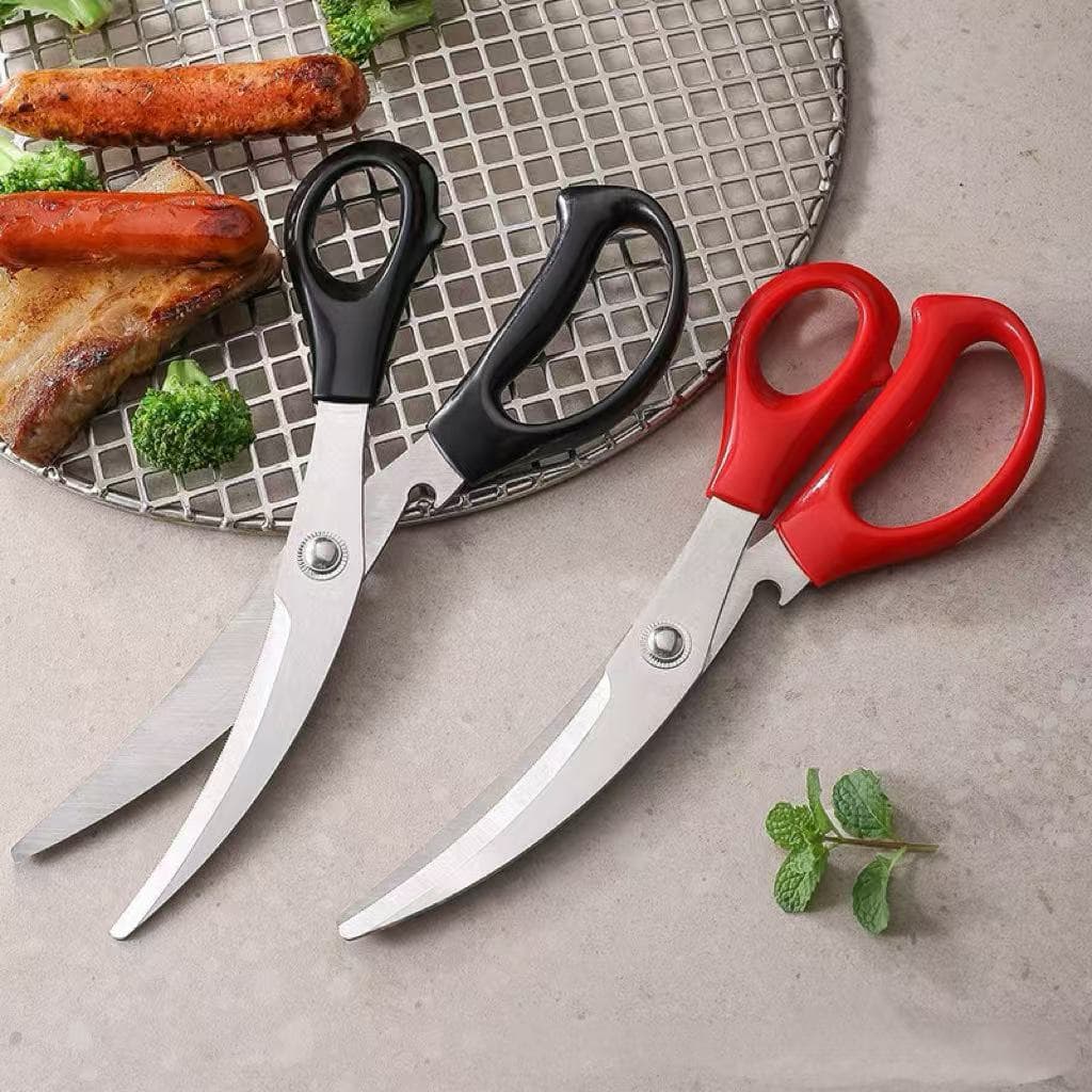 Hot-selling Stainless Steel BBQ Scissors from Manufacturer, Household Kitchen Chicken Fillet Shears, Specialized for Korean BBQ Restaurants and Steak Grilling