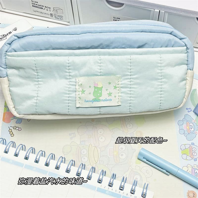 New simple color-blocking ins-value pencil bag for students with large capacity and high-value pencil case for girls’ stationery storage