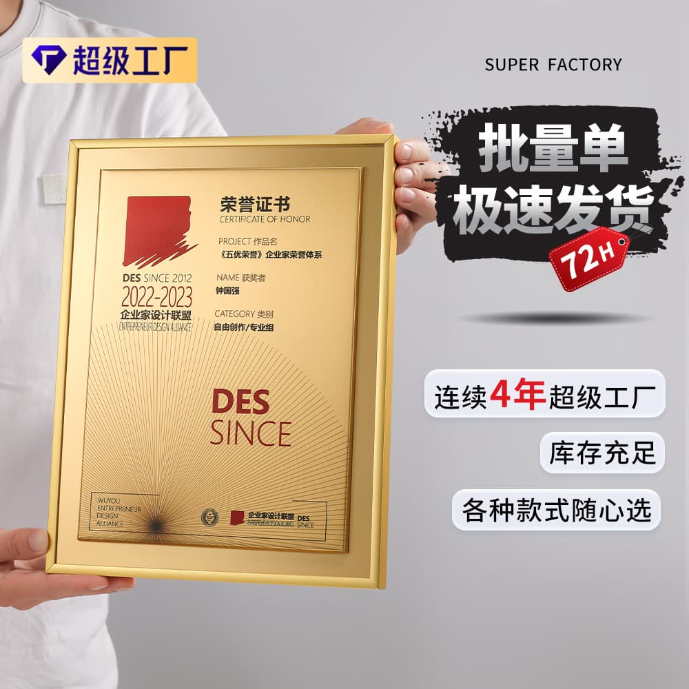 Medical aesthetics brand authorized plaque agent distributor metal medal custom plaque production certificate factory direct
