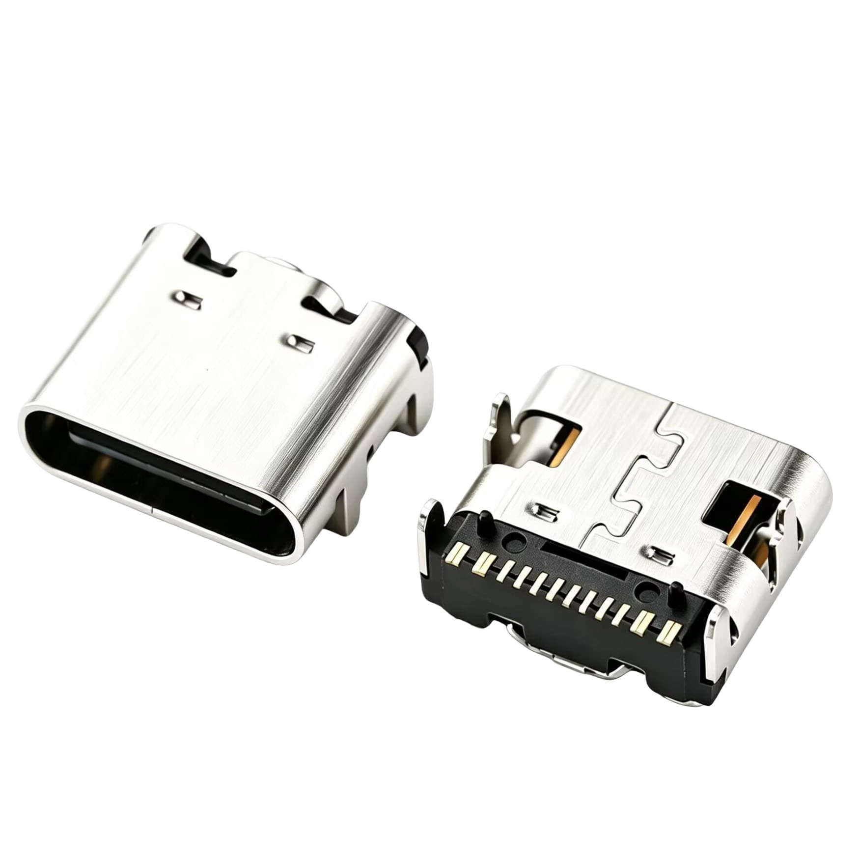 USB Type-C 16P female connector, board-mounted, 4-pin through-hole, vertical plug-in, vertical SMT, raised, front plug rear SMT, full SMT connector
