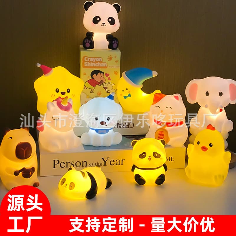 Vinyl cartoon animal light-up bedside decoration bedroom night light cute little panda night market cross-border gift wholesale