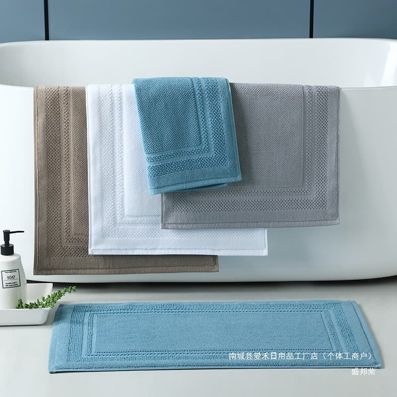 Hotel Bath Mat Thick Pure Cotton Bathroom Anti-Slip Foot Mat Absorbent Towel Floor Mat Machine Washable Home Bath Mat