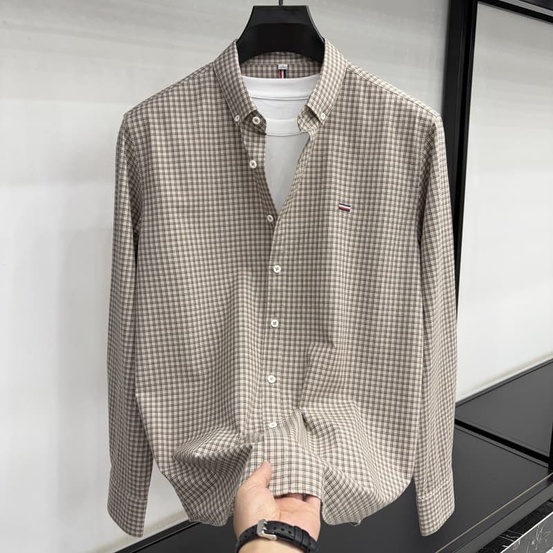 Autumn new 100% cotton men's fashion casual shirts young and middle-aged business versatile long-sleeved shirts
