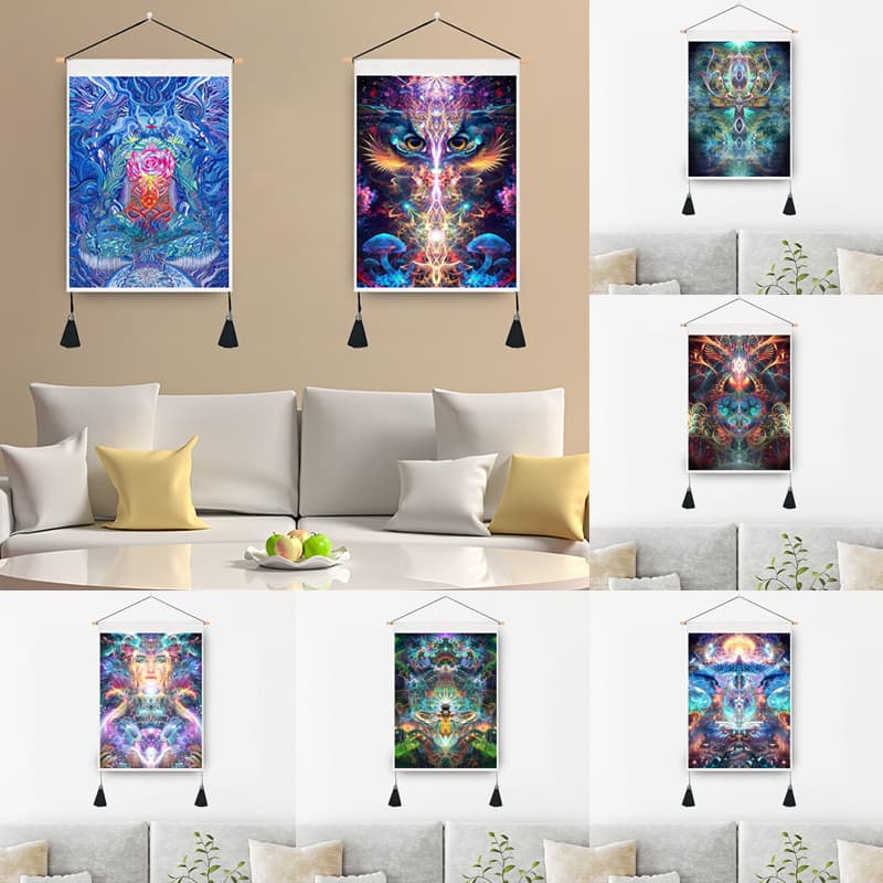 Cross-border printing yoga meditation tapestry hanging cloth meditation sofa background cloth bedside tapestry hanging painting decoration