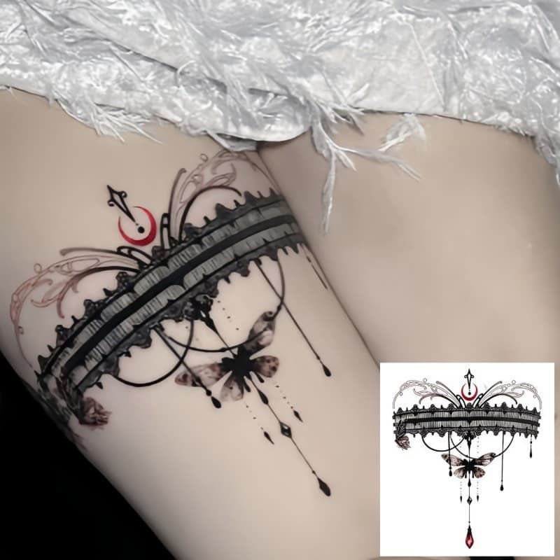 New Hot Girl Lace Floral Colorful Tattoo Sticker Long-lasting Waterproof Ins Leg Cover Scar Waist Fake Tattoo