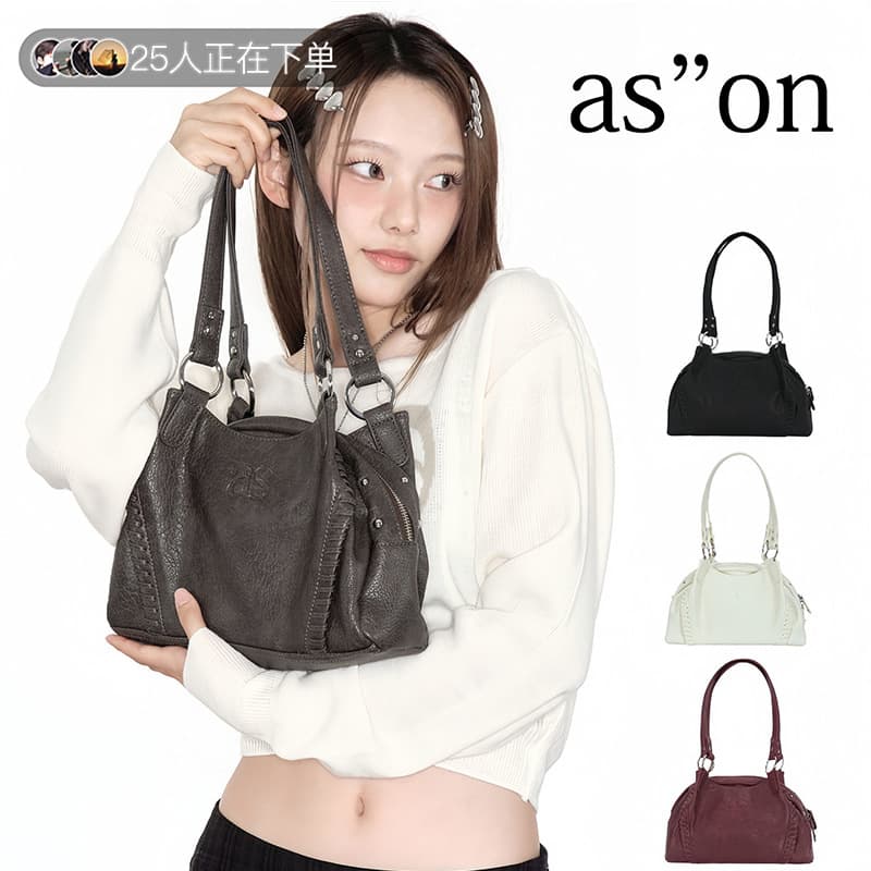 Korean Niche Brand Ason Wanderer Bag Blogger Same Style Motorcycle Shoulder Bag Underarm Bag Large Capacity Handbag