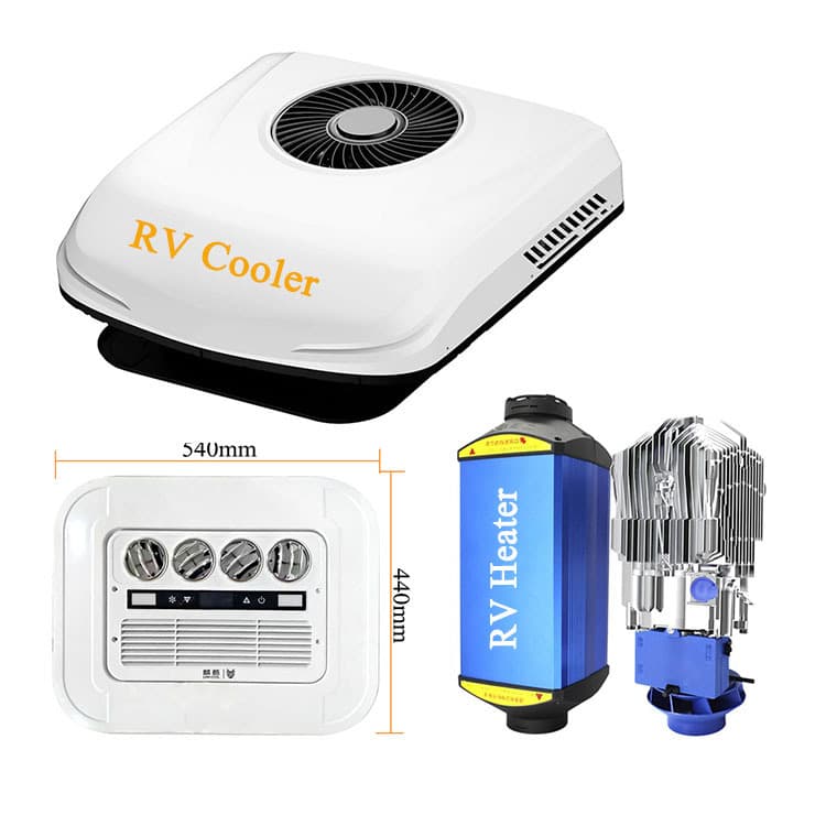 12V Electric Four-Wheel Vehicle Dedicated RV Truck Heating and Cooling Integrated Solution 24V Variable Frequency Ceiling-Mounted Parking Air Conditioner