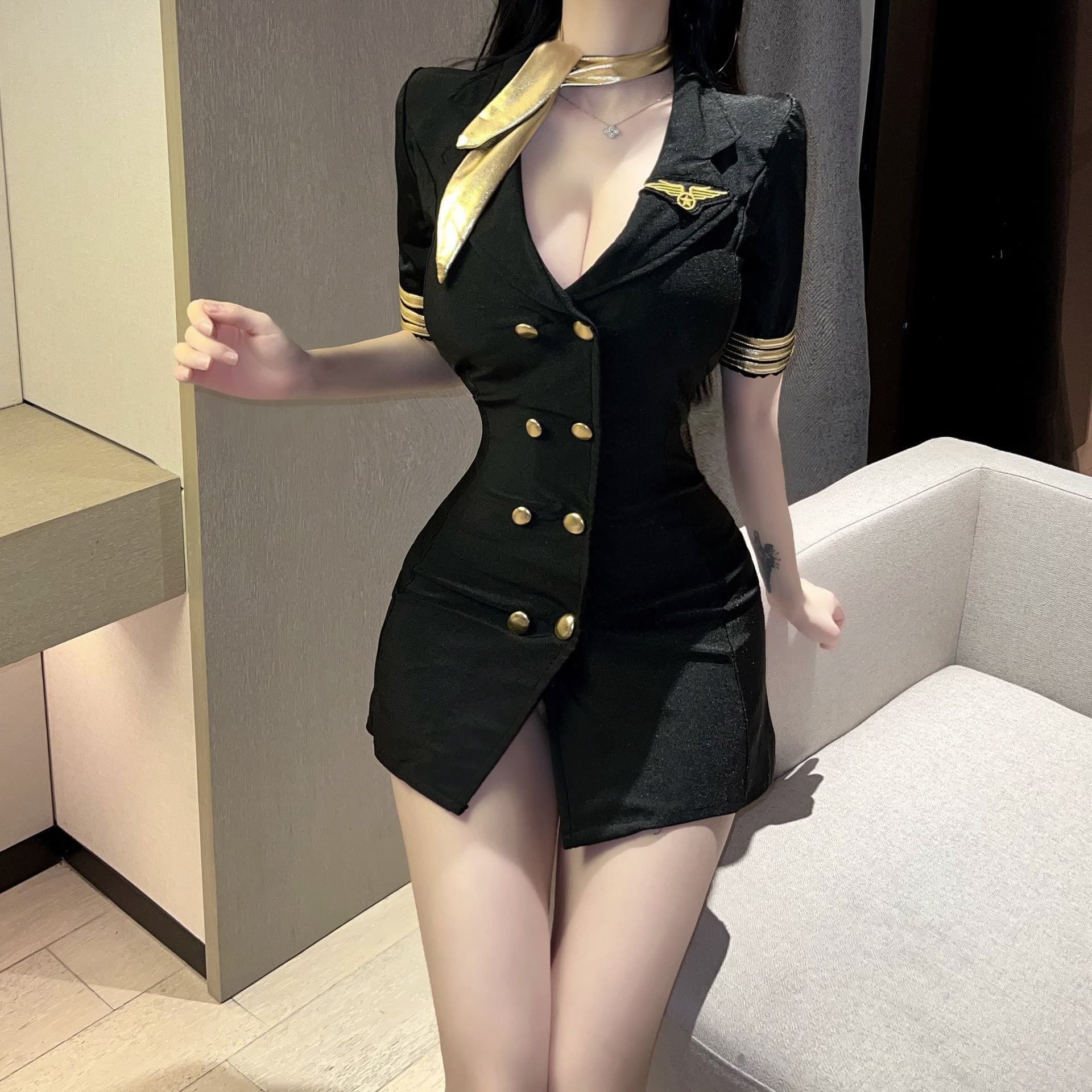 Sexy Lingerie Stewardess Uniform Costume Role Play Game Couple Sex Products Police Adult Outfit