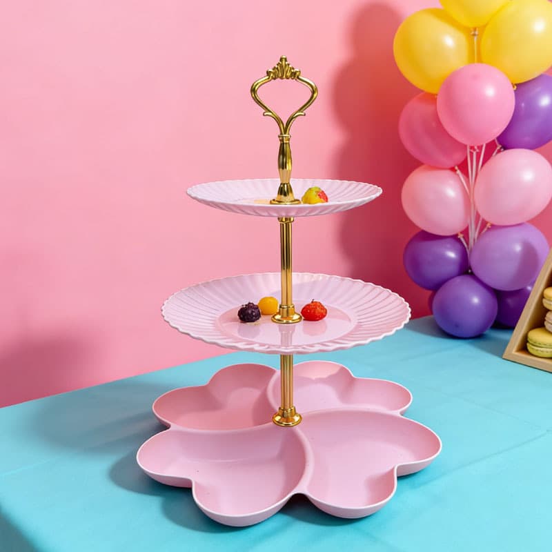 Cross-border Fruit Tray Coffee Table Candy Tray Plastic Cake Holder Three-Tier Snack Rack Fruit Plate Corporate Gift