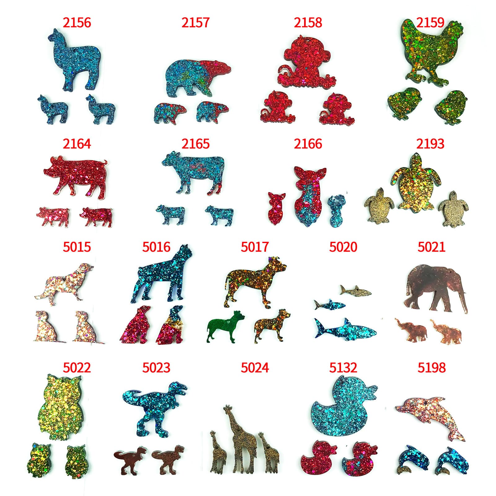 Animal Family Keychain Resin Mold DIY Duck Dinosaur Turtle Key Pendant Decoration Silicone Mold