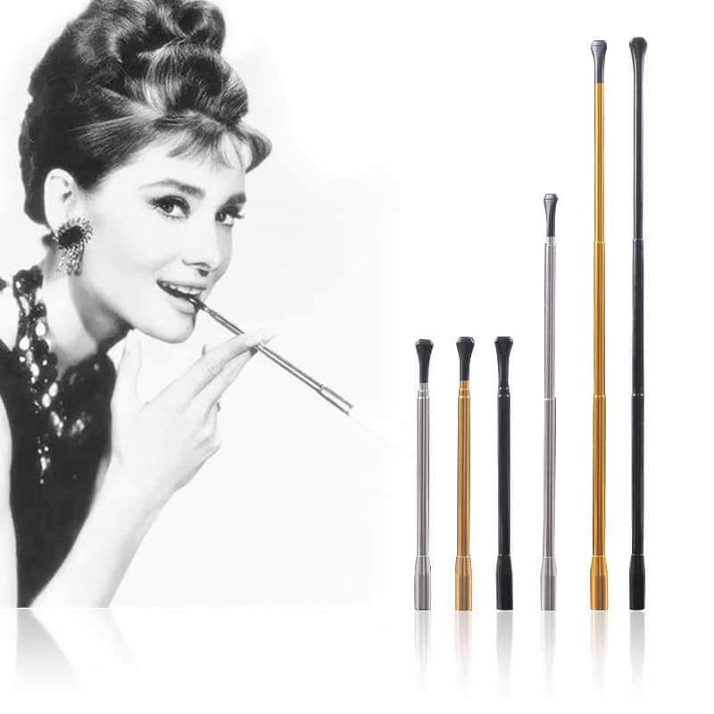 Men's and women's cigarette holder telescopic cigarette rod Audrey Hepburn's same style prom party thick and thin cigarette holder photo props retro