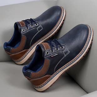 Work Shoes Men 2026 Autumn New Style Leather Retro Round Toe Shoes Men Comfortable Anti-Slip Low-Top Versatile Casual Men's Shoes