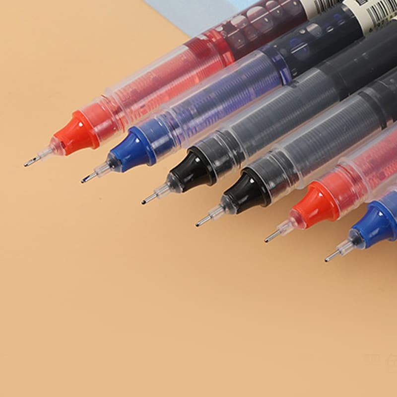 Quick-dry Liquid Ink Roller Pen 0.5mm Black & Color Gel Pen Student Exam Needle-point Pen Carbon Ink Pen