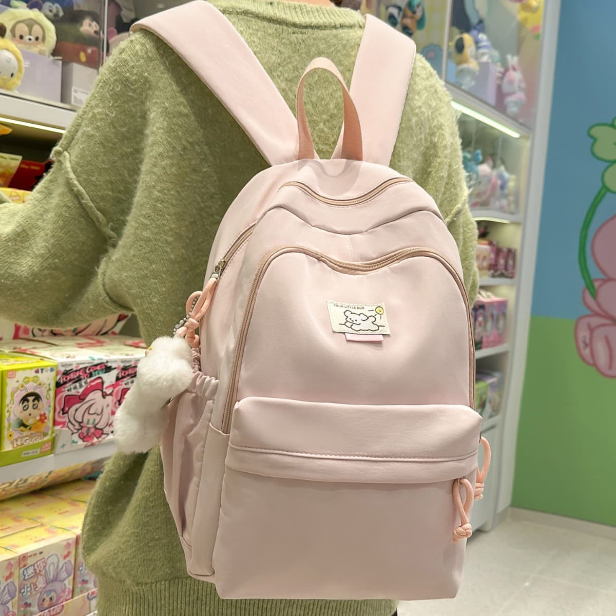 Designed schoolbag for high school students for women, college style backpack for junior high school students, solid color, simple and versatile backpack for college students