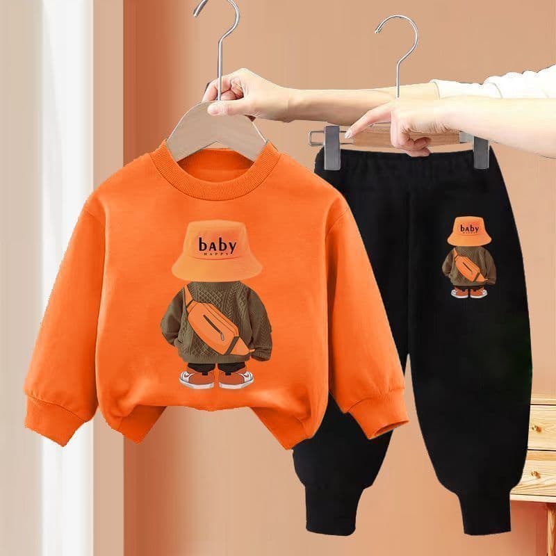 Boys Spring Outfit Set 2025 New Style, Kids Fall Casual Sports Sweatshirt Two-Piece Set for Toddlers and Young Boys