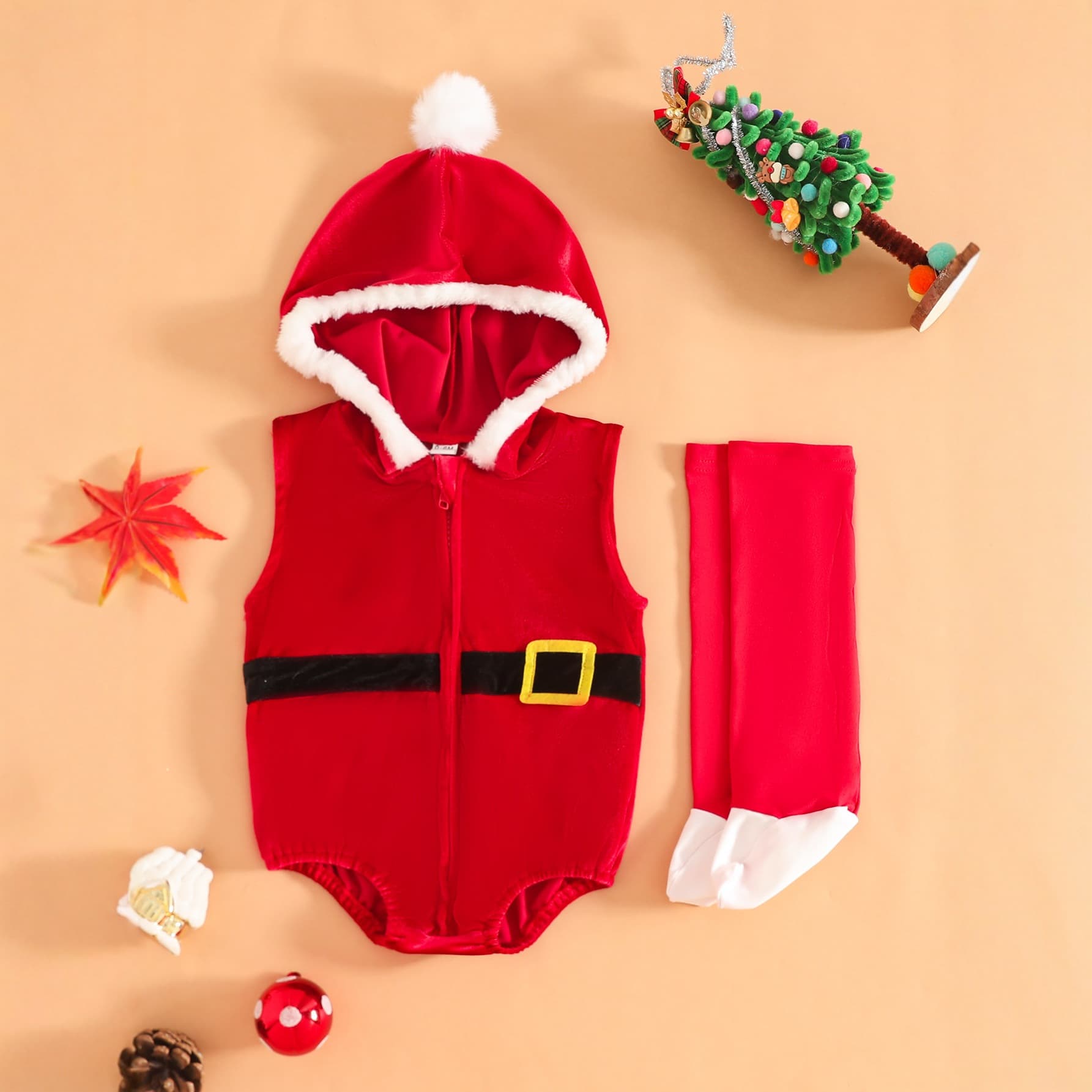 Baby Boys Girls Christmas Santa Claus Romper Set Newborn Fleece Crawling Outfit Fall Winter Children's Clothing