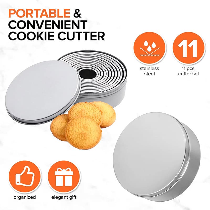 Cross-Border Spot Stainless Steel Mousse Ring Mold 11-Piece Set Dumpling Wrapper Press Round Ring Grinding Tool Baking Tool